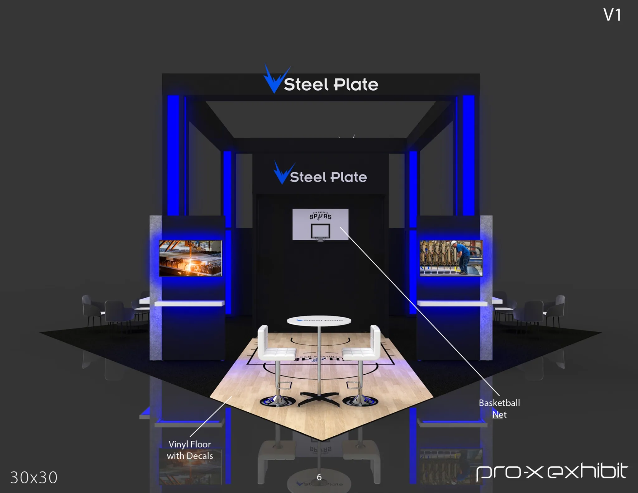 30x30 Island booth design by Pro-X Exhibits